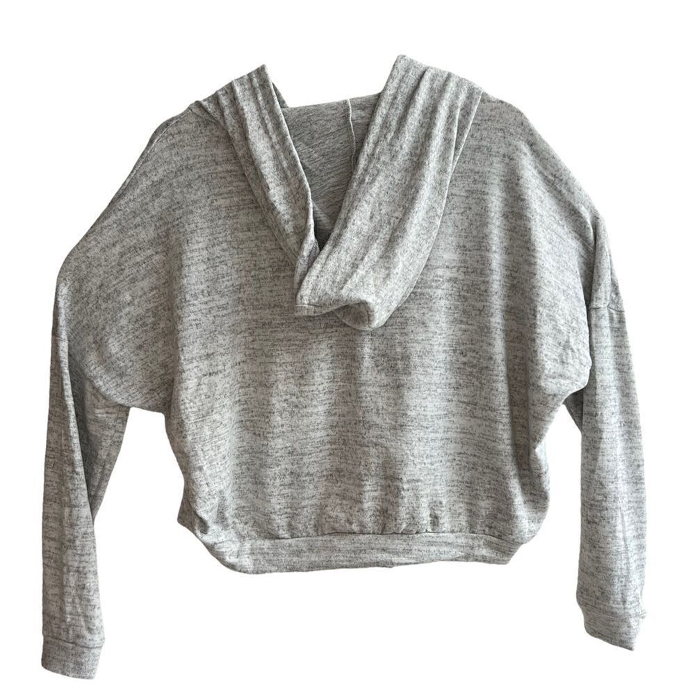 New Over The Limit Apparel Heather Gray Cropped Hooded Lightweight Sweatshirt - Picture 2 of 10